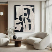 Black White Minimalist Abstract Texture Canvas Art