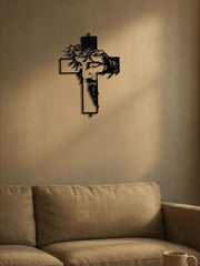 Powder-Coated Metal Cross Wall Hanging Decor