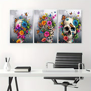3 Piece Skull Canvas Art – Abstract Minimalist Wall Decor