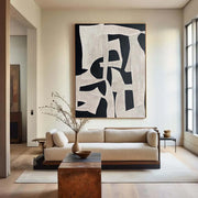 Black White Minimalist Abstract Texture Canvas Art