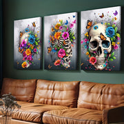 3 Piece Skull Canvas Art – Abstract Minimalist Wall Decor