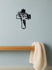 Powder-Coated Metal Cross Wall Hanging Decor
