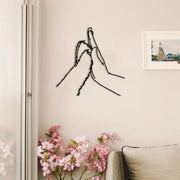 Cat Palm Clapping Line Art Wall Hanging Decoration Iron Decoration