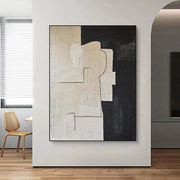 Black White Minimalist Abstract Texture Canvas Art