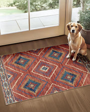 Area Rug 5x7 Rug Machine Washable Non-Slip Low Pile Print Pattern Western Rug for Living Room Bedroom Entryway Tribal Series -Re