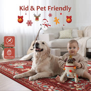 VIKAMA Christmas Bohemian Red Carpet Living Room Sofa Non-Slip Wear-Resistant Mat Bedroom Soiled Floor Mat Home Decoration