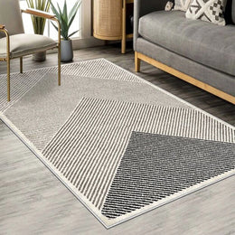 Living Room Carpet Non-slip Waterproof Comfortable Floor Mat Minimalist Black White Line Rug Long Large Size Home Decor Mats