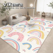 VIKAMA Printed Carpet Mats Anti-slip Machine Washable Flannel Rugs For Home Living Room Children's Play Mats living