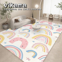VIKAMA Printed Carpet Mats Anti-slip Machine Washable Flannel Rugs For Home Living Room Children's Play Mats living