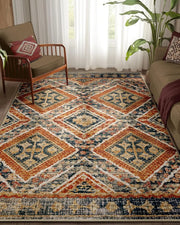 Area Rug 5x7 Rug Machine Washable Non-Slip Low Pile Print Pattern Western Rug for Living Room Bedroom Entryway Tribal Series -Re