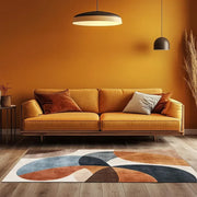 Abstract Shapes Shades Brown Modern Area Rug Boho Dorm Decor Modern Art Contemporary Rugs Living Room Decor Brown Details Rug