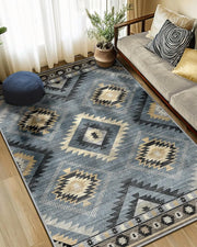 Area Rug 5x7 Rug Machine Washable Non-Slip Low Pile Print Pattern Western Rug for Living Room Bedroom Entryway Tribal Series -Re