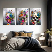 3 Piece Skull Canvas Art – Abstract Minimalist Wall Decor