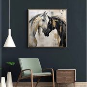 Abstract Horses Texture Canvas – Black and White Wall Art