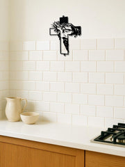 Powder-Coated Metal Cross Wall Hanging Decor