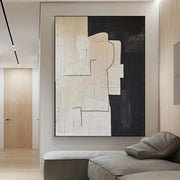 Black White Minimalist Abstract Texture Canvas Art