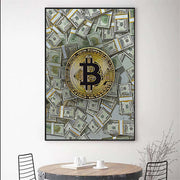 Abstract Banknote Canvas Painting Home Decorate