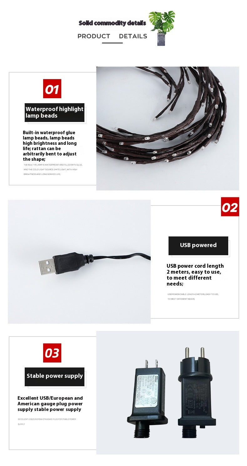 Winter Holiday Rattan Glow Light