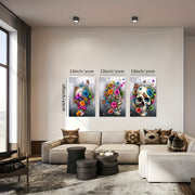 3 Piece Skull Canvas Art – Abstract Minimalist Wall Decor